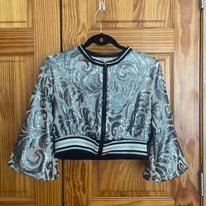 Exquisite Sequined Cropped Bomber